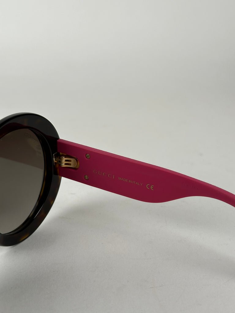 Gucci Round Glitter Pink Tortoiseshell Pattern Sunglasses