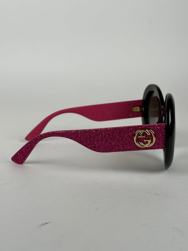 Gucci Round Glitter Pink Tortoiseshell Pattern Sunglasses