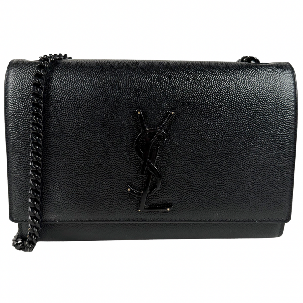 Saint Laurent Grain De Poudre Small Monogram Kate Satchel Black/Black