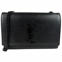 Load image into Gallery viewer, Saint Laurent Grain De Poudre Small Monogram Kate Satchel Black/Black