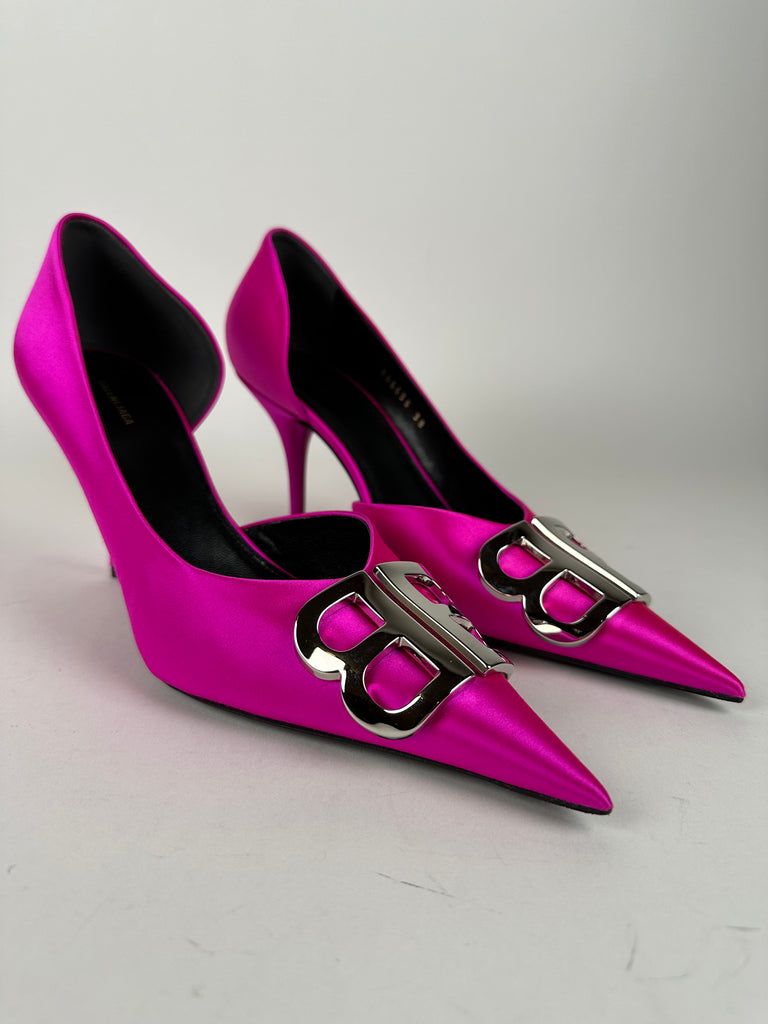 Balenciaga Pink Satin D’Orsay Pumps Size 38EU