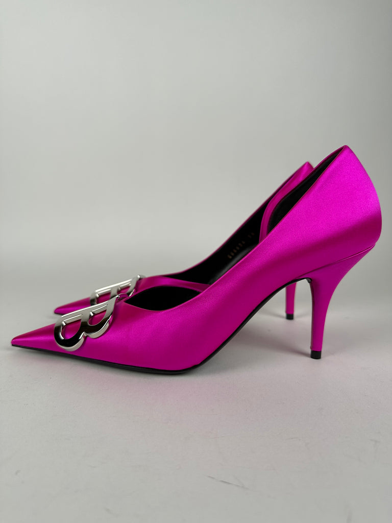 Balenciaga Pink Satin D’Orsay Pumps Size 38EU