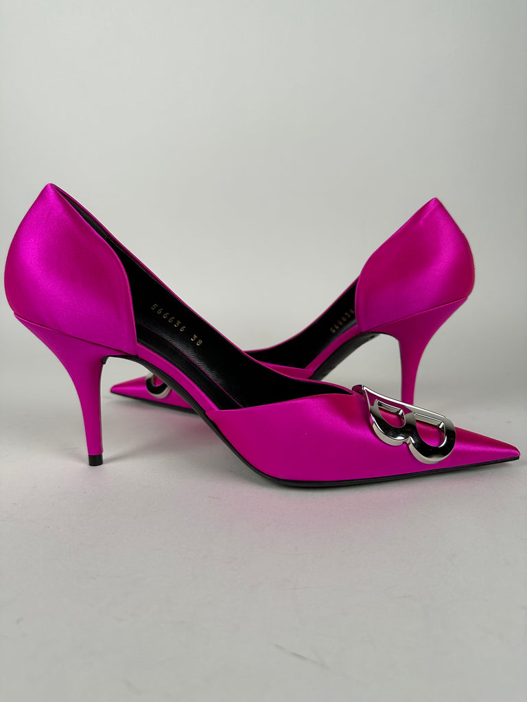 Balenciaga Pink Satin D’Orsay Pumps Size 38EU