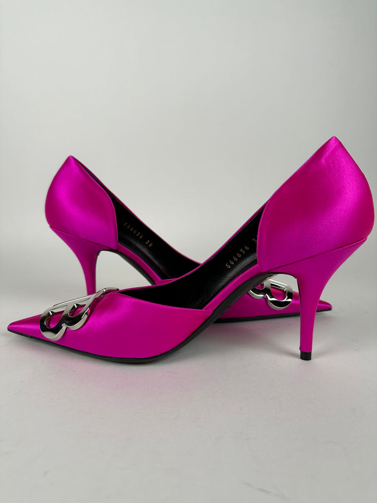 Balenciaga Pink Satin D’Orsay Pumps Size 38EU