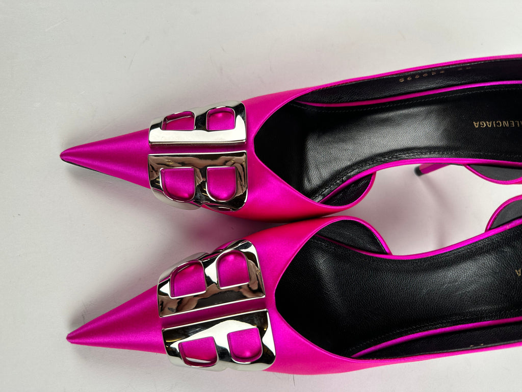 Balenciaga Pink Satin D’Orsay Pumps Size 38EU