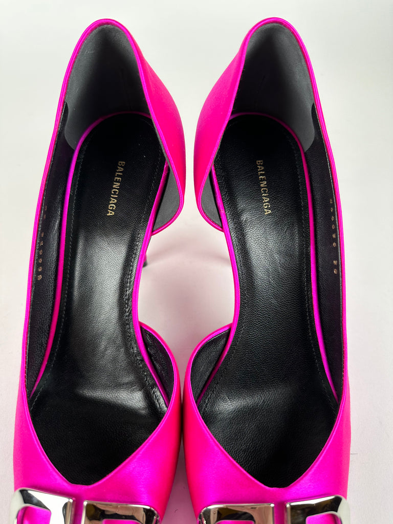 Balenciaga Pink Satin D’Orsay Pumps Size 38EU