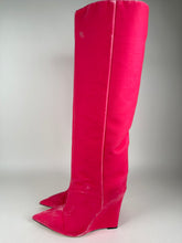 Load image into Gallery viewer, Jimmy Choo Blake 110 Wedge Boot Velvet Candy Pink Size 39.5EU