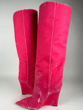 Load image into Gallery viewer, Jimmy Choo Blake 110 Wedge Boot Velvet Candy Pink Size 39.5EU