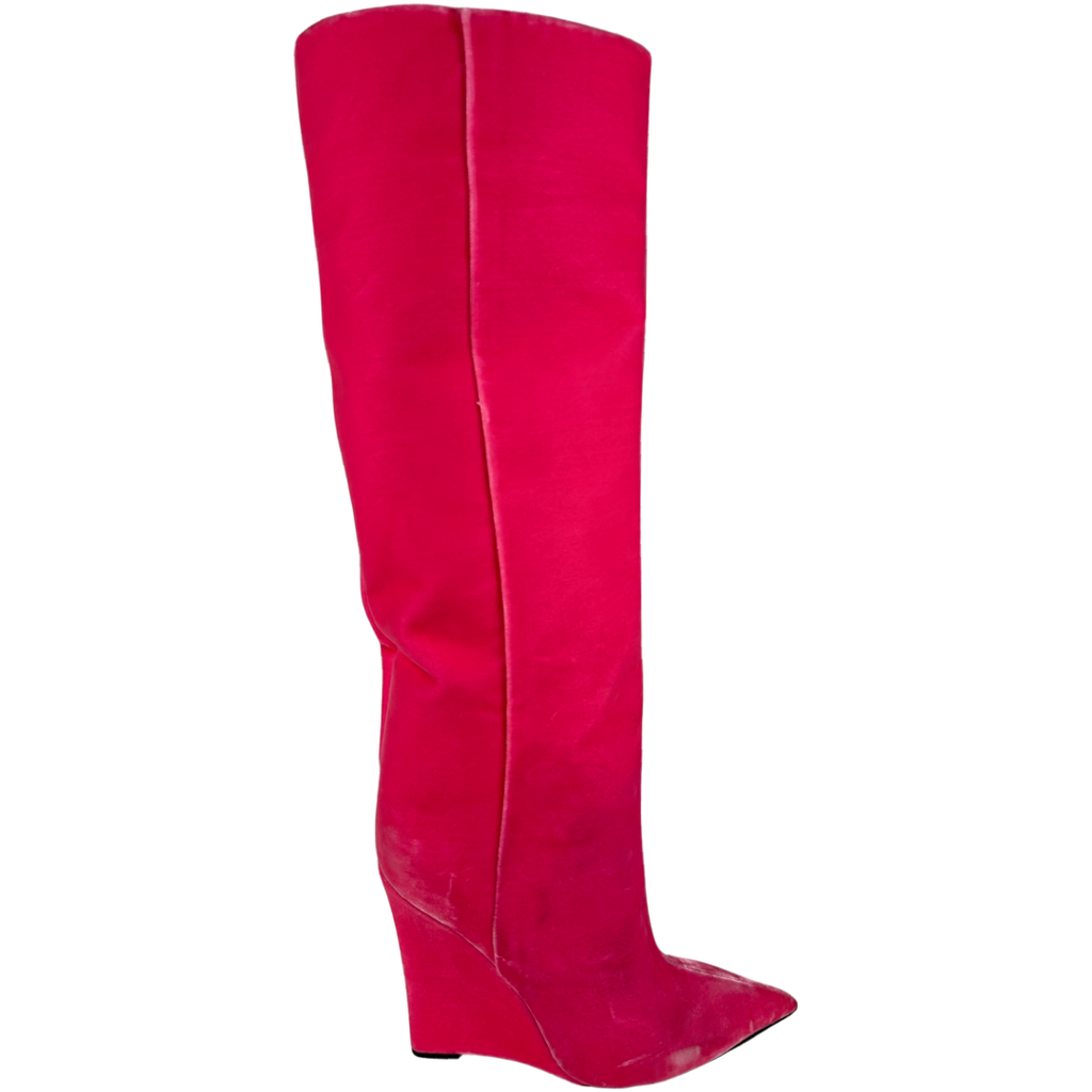 Jimmy Choo Blake 110 Wedge Boot Velvet Candy Pink Size 39.5EU