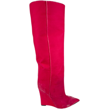 Load image into Gallery viewer, Jimmy Choo Blake 110 Wedge Boot Velvet Candy Pink Size 39.5EU