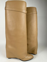 Load image into Gallery viewer, Givenchy Shark Lock Tall Boots Beige Grained Leather Size 40EU