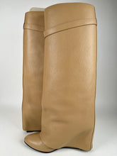 Load image into Gallery viewer, Givenchy Shark Lock Tall Boots Beige Grained Leather Size 40EU