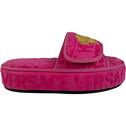 Versace All Over Print Medusa Head Terrycloth Platform Slippers Slides Size 37EU