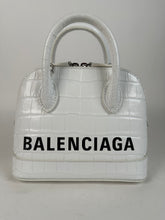 Load image into Gallery viewer, Balenciaga Croc Embossed Calfskin Ville Top Handle Bag XXS White