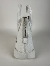 Load image into Gallery viewer, Balenciaga Croc Embossed Calfskin Ville Top Handle Bag XXS White