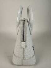 Load image into Gallery viewer, Balenciaga Croc Embossed Calfskin Ville Top Handle Bag XXS White