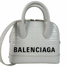 Load image into Gallery viewer, Balenciaga Croc Embossed Calfskin Ville Top Handle Bag XXS White