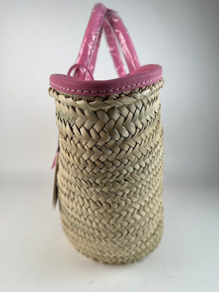 Jacquemus Le Panier Soli Straw Raffia Beach Bag Dark Pink