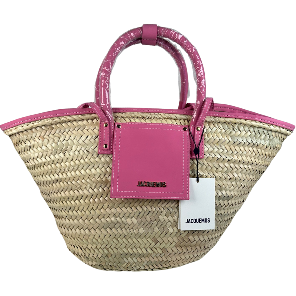 Pink straw 2025 beach bag