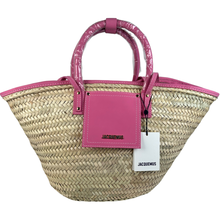 Load image into Gallery viewer, Jacquemus Le Panier Soli Straw Raffia Beach Bag Dark Pink