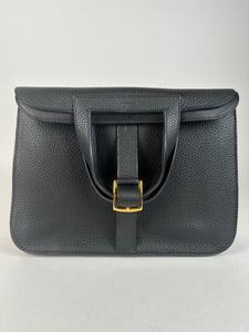 Hermes Taurillon Clemence Halzan 31 GM Black GHW