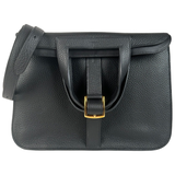 Hermes Taurillon Clemence Halzan 31 GM Black GHW