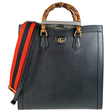 Load image into Gallery viewer, Gucci Wonka Grained Calfskin Large Diana Bamboo Tote Black
