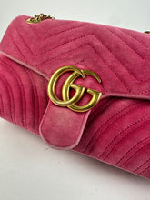 Load image into Gallery viewer, Gucci Velvet Matelasse Mini GG Marmont Shoulder Bag Pink Light Raspberry Rose