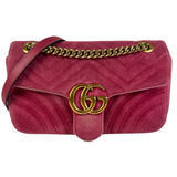 Gucci Velvet Matelasse Mini GG Marmont Shoulder Bag Pink Light Raspberry Rose