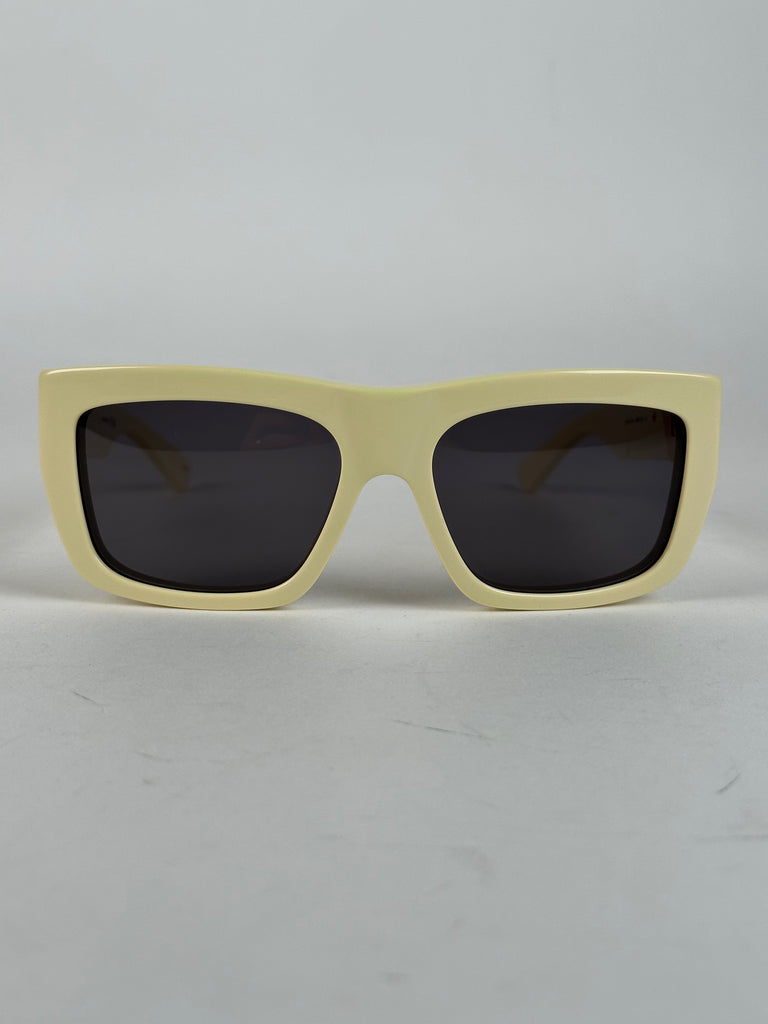 Bottega Veneta Angle Acetate Square Sunglasses Off White Grey