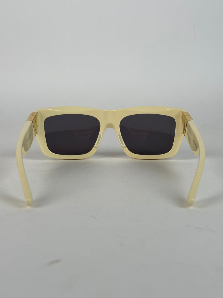 Bottega Veneta Angle Acetate Square Sunglasses Off White Grey