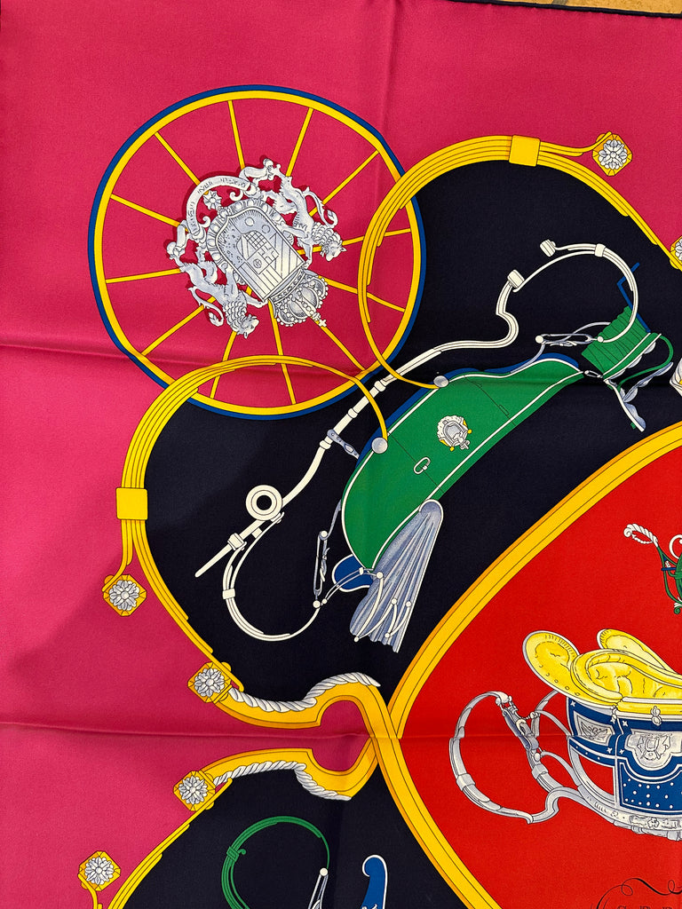 Hermes 90cm Silk Scarf Springs Marine Fuchsia Rouge