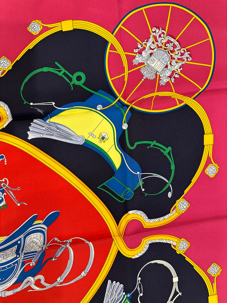 Hermes 90cm Silk Scarf Springs Marine Fuchsia Rouge