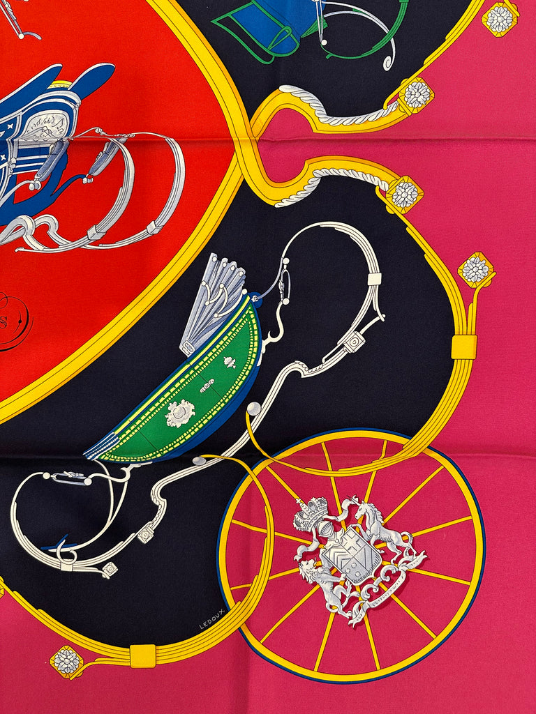 Hermes 90cm Silk Scarf Springs Marine Fuchsia Rouge