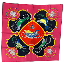 Load image into Gallery viewer, Hermes 90cm Silk Scarf Springs Marine Fuchsia Rouge