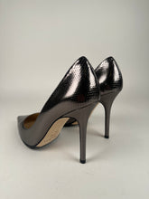 Load image into Gallery viewer, Jimmy Choo Metallic Abel Snakeskin Pump Smoke Size 39EU