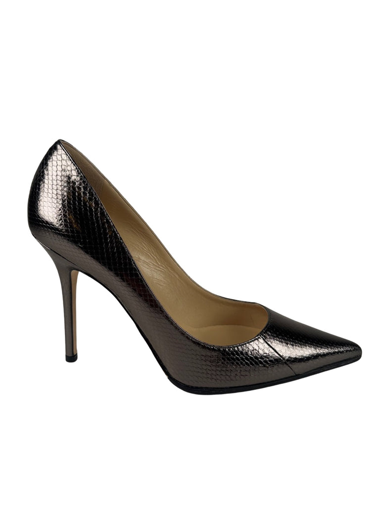 Jimmy Choo Metallic Abel Snakeskin Pump Smoke Size 39EU