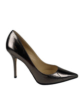 Load image into Gallery viewer, Jimmy Choo Metallic Abel Snakeskin Pump Smoke Size 39EU