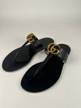 Load image into Gallery viewer, Gucci Marmont Thong Slide Sandal Black Size 38EU