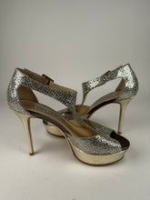 Load image into Gallery viewer, Jimmy Choo 247Tribe Sparkly Platform Peep Toe Champagne Size 38EU