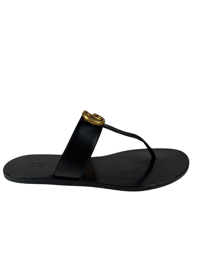 Gucci Marmont Thong Slide Sandal Black Size 38EU