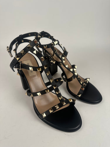 Valentino Rockstud Cage Sandal  90mm Black Size 38EU