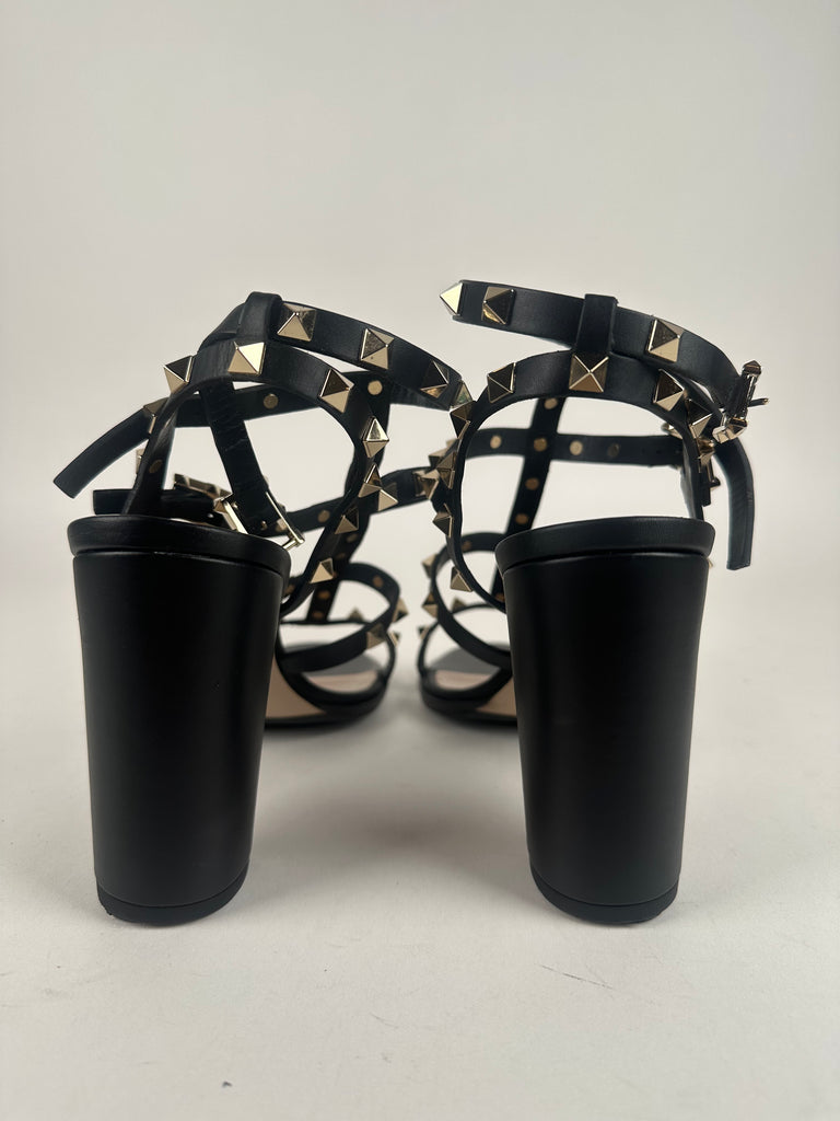 Valentino Rockstud Cage Sandal  90mm Black Size 38EU