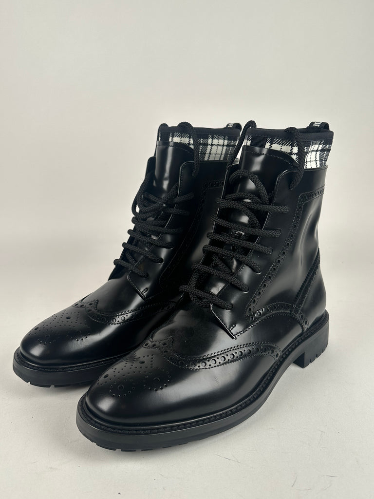 Dior Calfskin Tartan D-Order Low Boot Black/White size 38EU