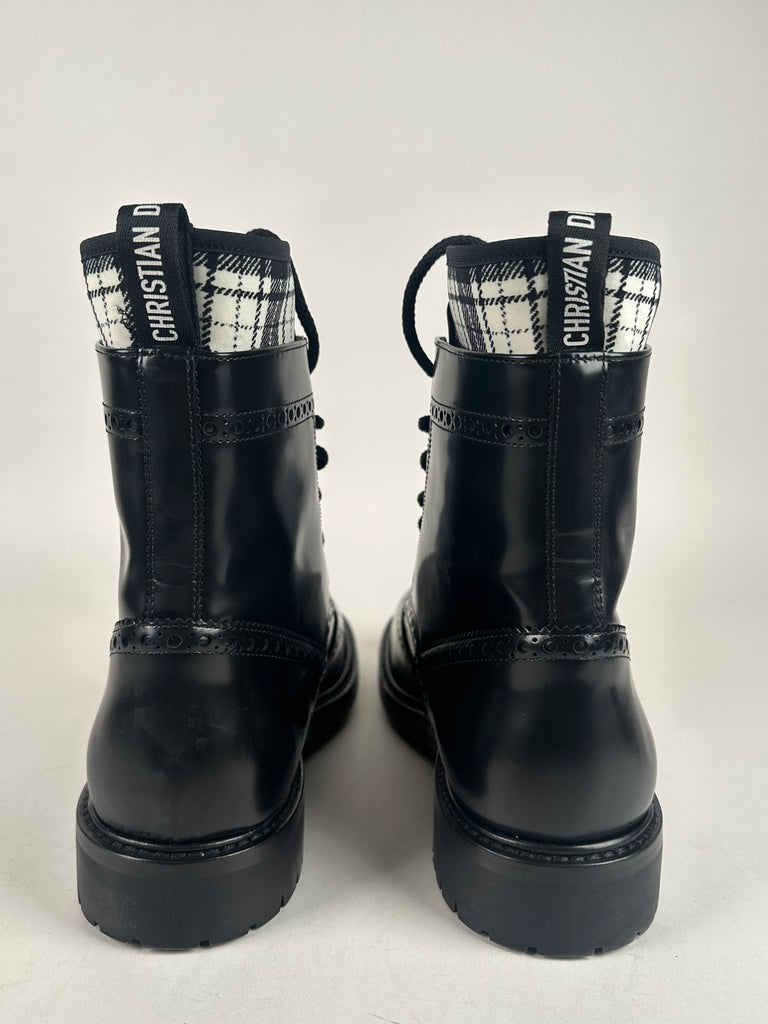 Dior Calfskin Tartan D-Order Low Boot Black/White size 38EU