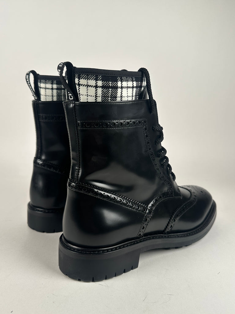 Dior Calfskin Tartan D-Order Low Boot Black/White size 38EU