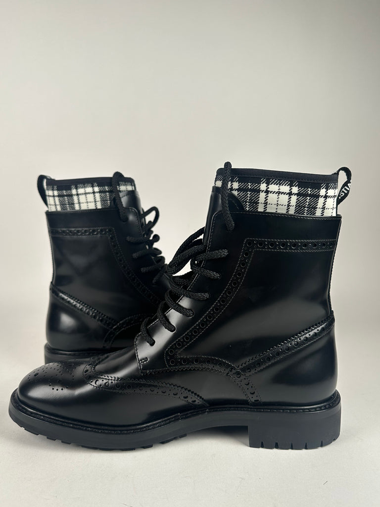 Dior Calfskin Tartan D-Order Low Boot Black/White size 38EU