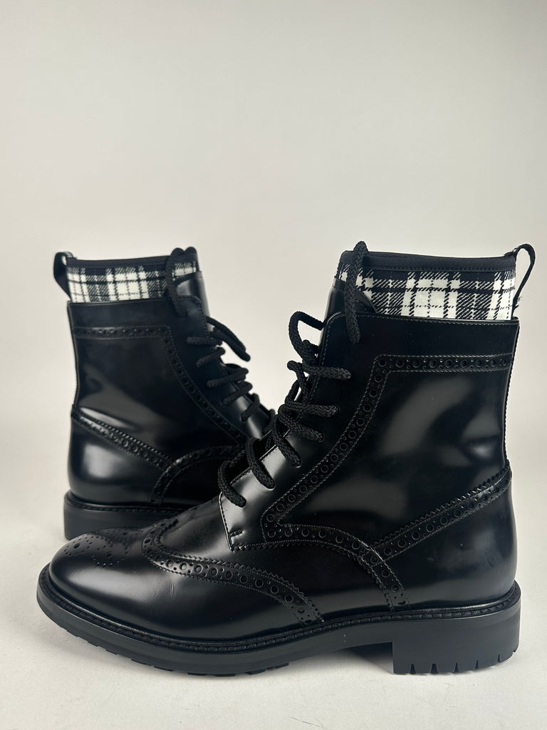 Dior Calfskin Tartan D-Order Low Boot Black/White size 38EU