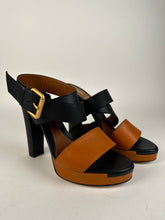 Load image into Gallery viewer, Fendi Black/Brown Platform Wrap Ankle Sandals size 39EU kit