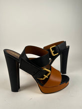 Load image into Gallery viewer, Fendi Black/Brown Platform Wrap Ankle Sandals size 39EU kit